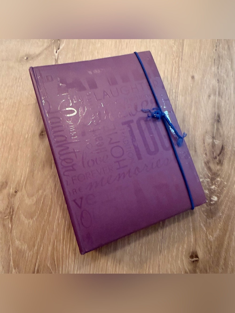 Vintage Y2K purple embossed memories photo album